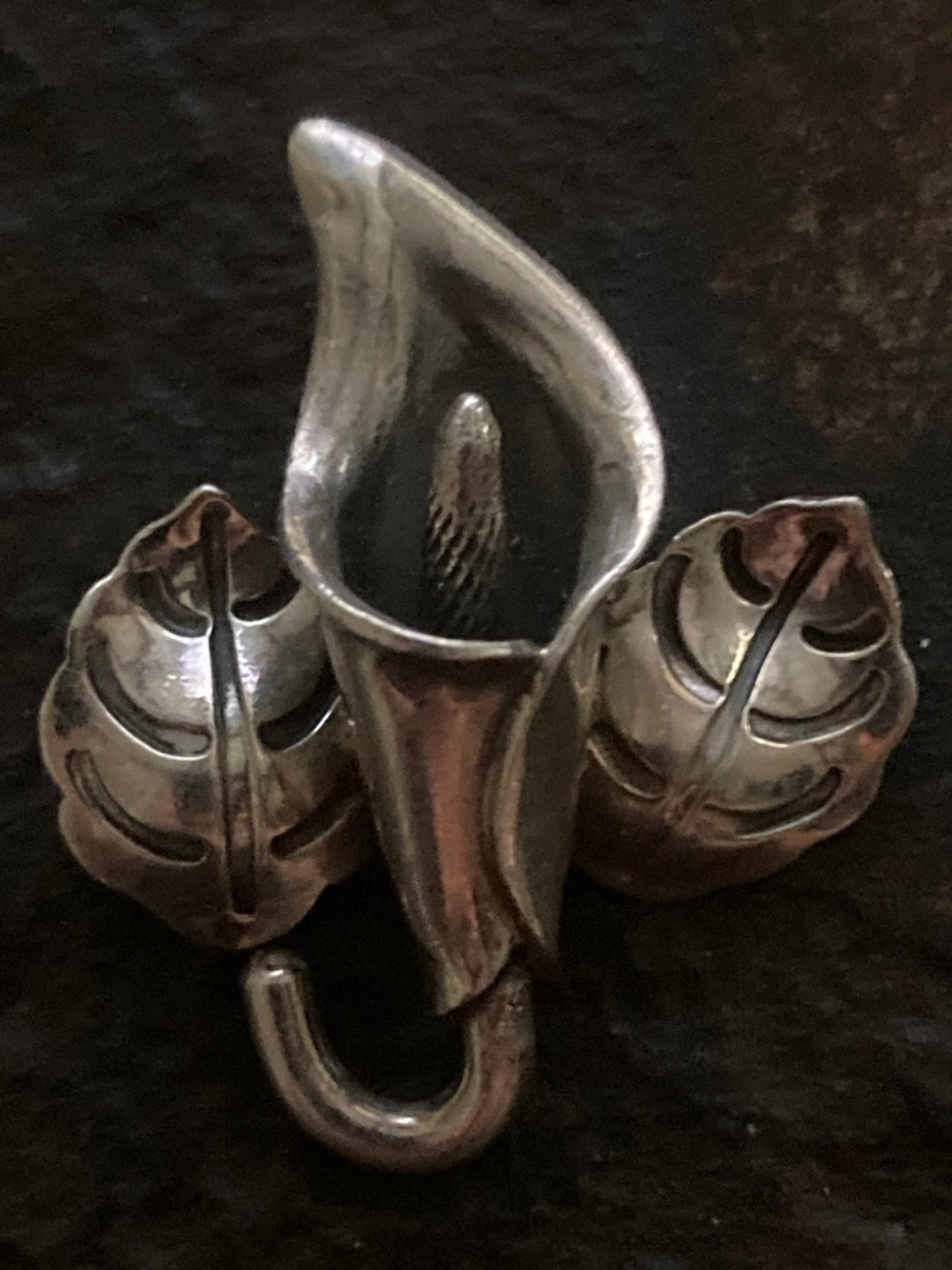 Vintage Sterling Silver Calla Lily Pendant - stamped 925 - Art Nouveau look